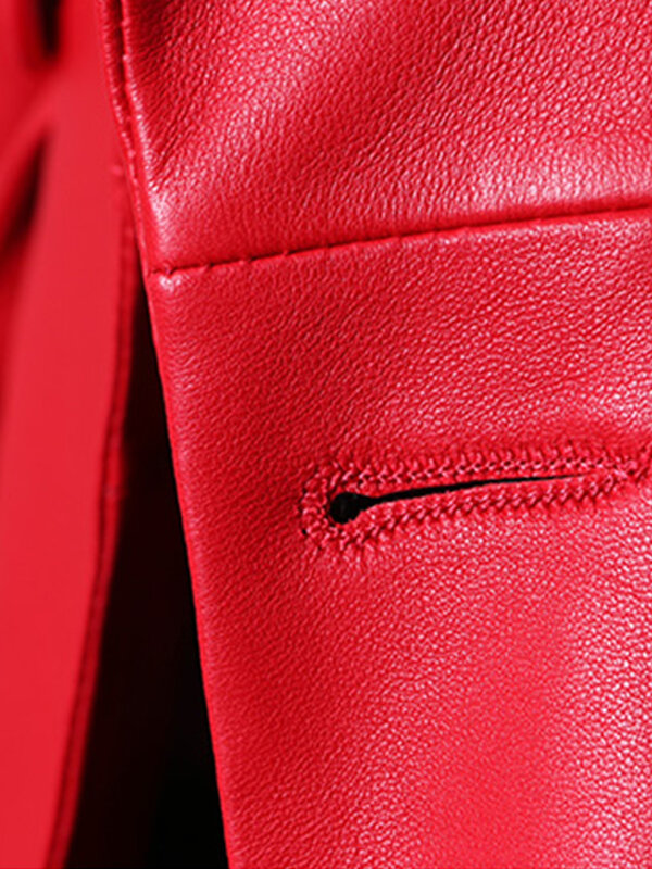Casaco de trench vermelho extra longo de couro sintético feminino, trespassado duplo, macio, elegante, luxo, moda britânica, primavera, outono, 2022