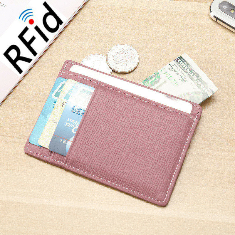 Cross Pattern Cowhide Bank Card Holder Square Ultra-thin Multi-card Slot Credit Card Wallet Anti-magnetic ID Holder for Unisex