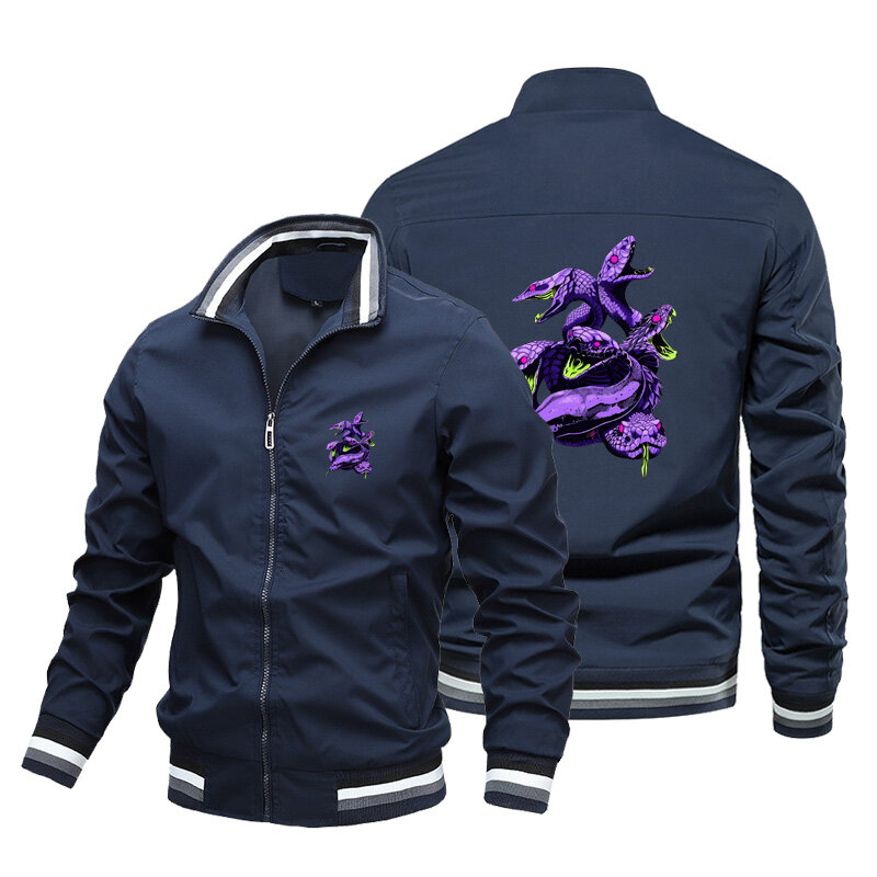 2024 Men's New Campus Fashion Basketball Jacket Coat Oversize Stereoscopic Hydra Pattern Printed Biker Jacket Bomber Jacket