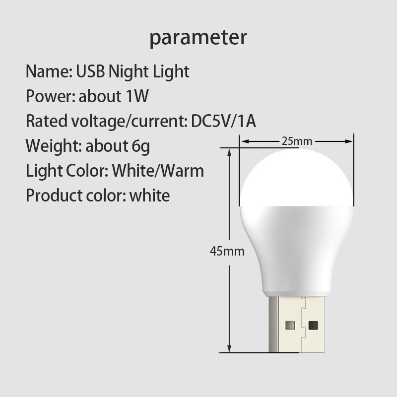 Veilleuse LED avec prise USB, protection des yeux, mini lampe de lecture, petite lampe ronde