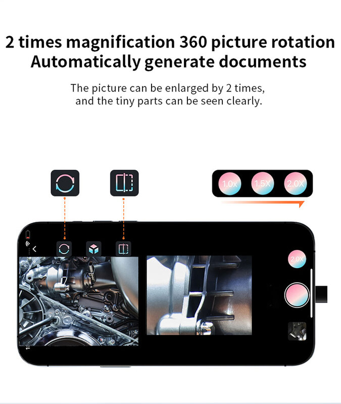 كاميرا منظار مضادة للماء لسيارات iPhone ، 8 LEDs Borescope ، فحص محرك السيارة