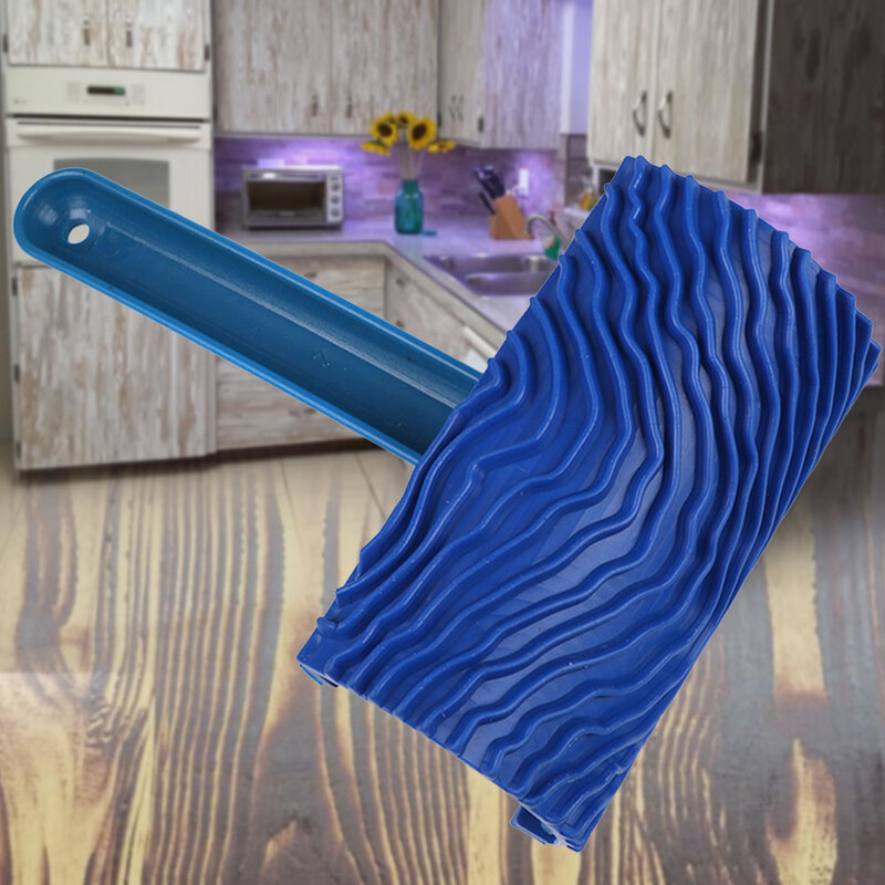 Graining Decoration Rubber DIY Blue Imitation Painting Roller Home Empaistic Tool Wood Pattern Art Wall Brush Durable Handle