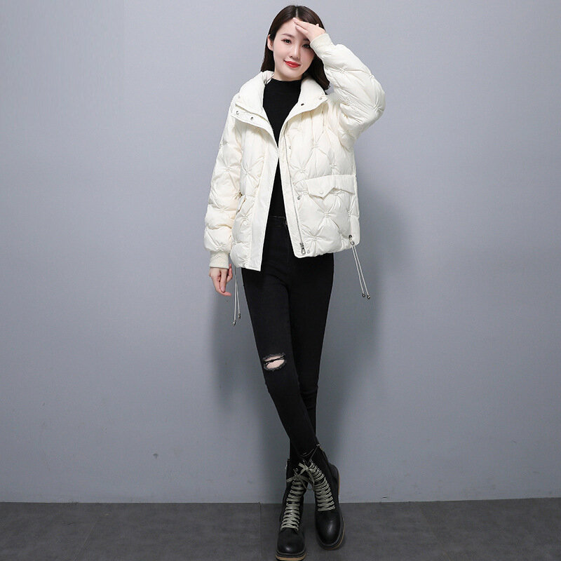Комплект DSAD 2022 зимние женские пальто на белом утином пуху однотонные Роскошные
