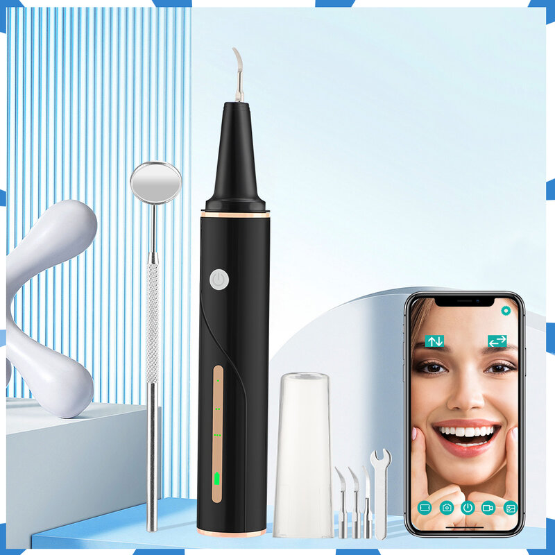 Ultrasonic Visual Scaler Dental Cleaner, Luz LED, Lente HD, Conexão sem fio, Cálculo Oral, Removedor de tártaro, 3 Modos