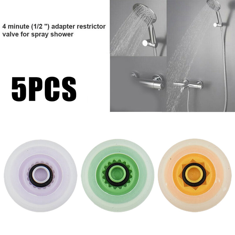 5pcs Shower Flow Reducer Limiter Set Water Saving 4 6 7 L/Min Hose Restrictor Integrated Anti-clogging Dome Screen Faucet Parts