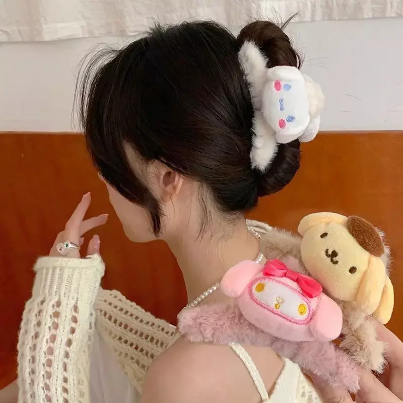 Y2K Kuromi Cinnamoroll Hairpins for Girls Plush Accessories Hair Clip Kawaii Shark Clip Kuromi Cinnamorol Accessories Female New