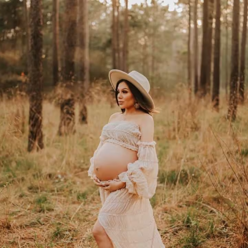 Puntelli per fotografia di maternità Sexy due pezzi Tulle Chiffon bohémien Photo Shooting abito da gravidanza stile Boho Baby Shower Dress