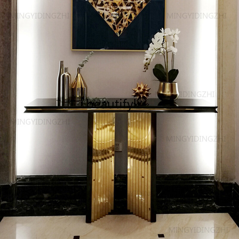 Современный простой и роскошный стол, алтарь из нержавеющей стали, настенный декоративный стол для прихожей, прихожей, входной шкаф