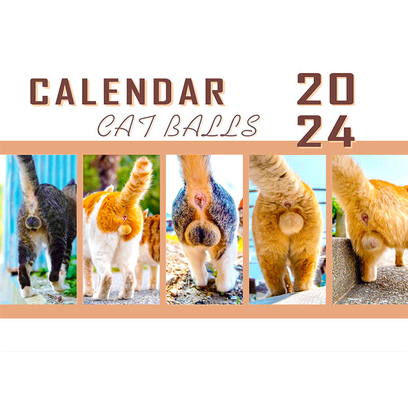 Cat Butts 2024 per gli amanti dei gatti calendario dei gatti divertenti, calendario dei glutei dei gattini 2024 calendari da appendere alla parete mensili Cute Funny Dog Breed