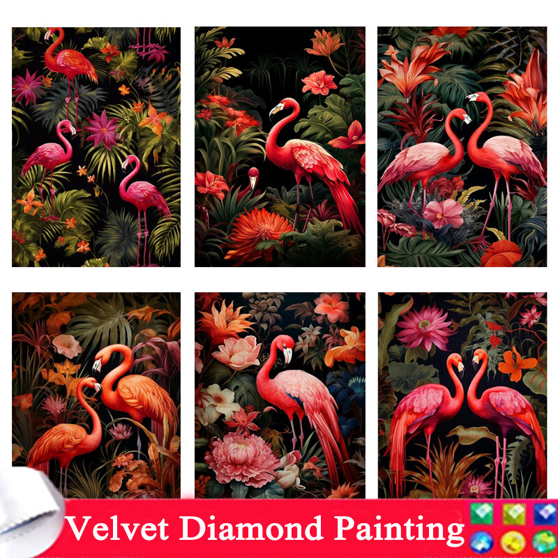5d pintura diamante com flamingo, pássaro, animal, ponto cruz, strass, decoração home, diy, diy, diy, 92