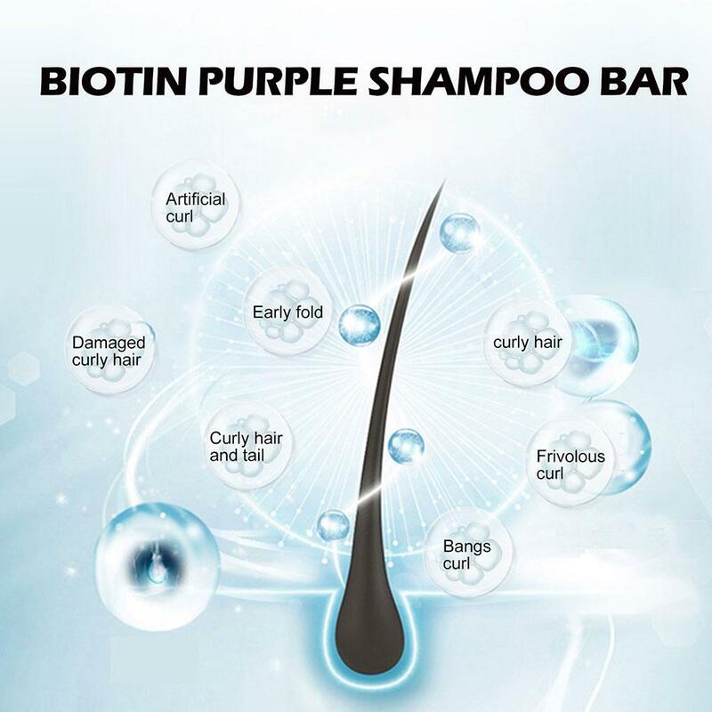 Sampo rambut padat Bar rambut ungu Bar kondisioner untuk rambut pirang perak pembersih kulit kepala berminyak sampo pelembap padat jadi R0F3