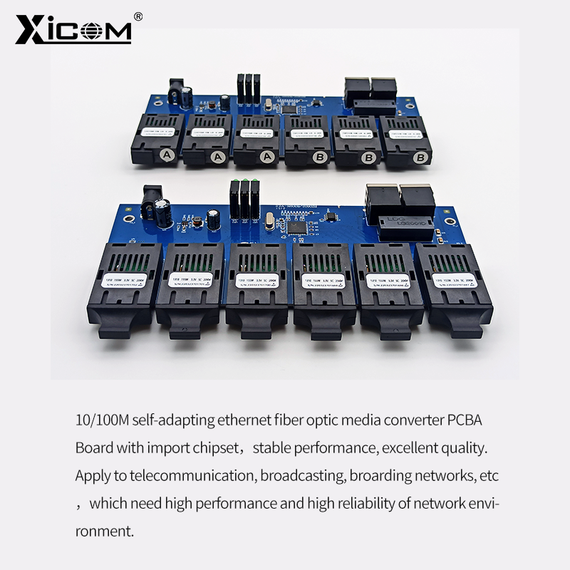 10/100M โหมดสวิทช์ Optical Media Converter PCBA 6*155M พอร์ต2 RJ45พอร์ต20KM SC Fast Ethernet Simplex/Duplex