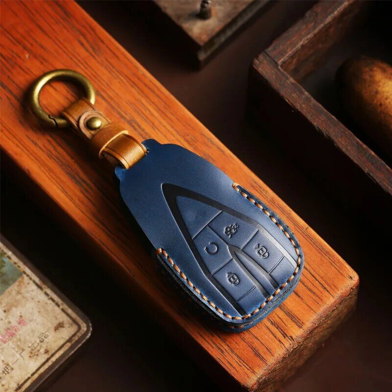 TONLINKER Car Dedicated Leather Key Case For Changan Uni-K 2022 Holder Shell Remote Cover Car Styling Keychain Accessories