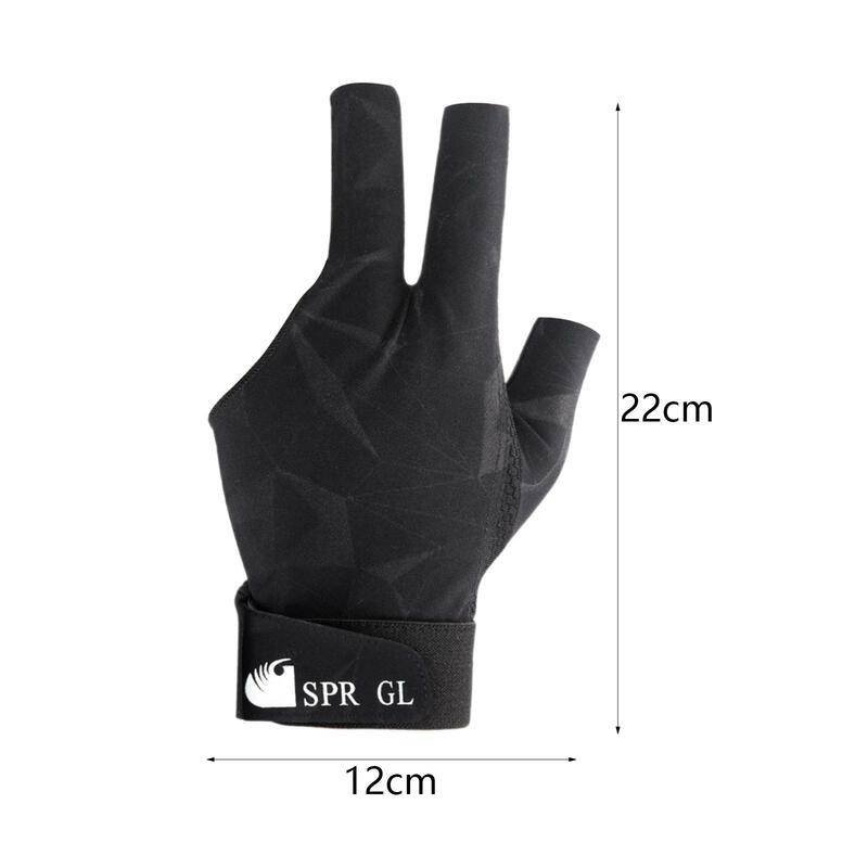 Three Fingers Billiard Glove Adjustable Portable Anti Slip Left Hand Billiard Glove for Games Indoor Playing Sports Training