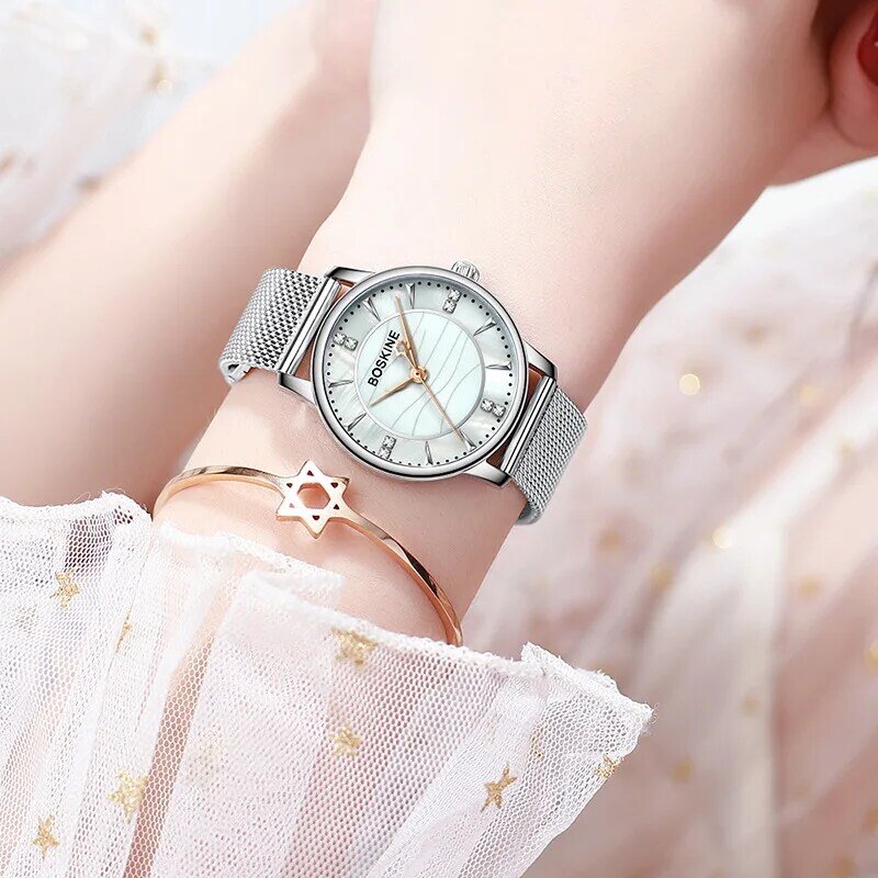 Olikomen นาฬิกาแฟชั่นสไตล์เกาหลีของผู้หญิงนาฬิกาควอทซ์นาฬิกาผู้หญิงเพชรที่เรียบง่ายและสดใสกันน้ำสแตนเลส