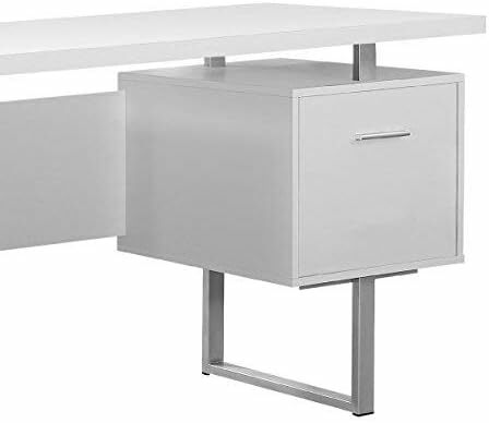 White Hollow-Core/Silver Metal Office Desk, 60-Inch