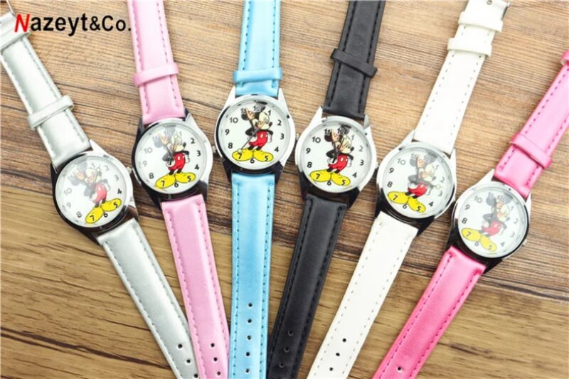 Аналоговые кварцевые наручные часы для мужчин и женщин, Модные Винтажные, с шарнирными стрелками, с изображением Диснея Микки Мауса для подростков