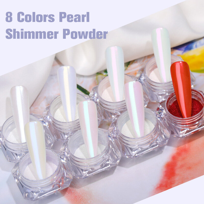 BORN PRETTY-pigmento cromado para uñas, polvo de frotamiento blanco perla, purpurina para uñas, herramienta de decoración artística