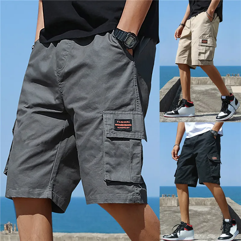 Summer Cargo Shorts Men Camouflage Buttons Loose Casual Multi-Pocket Baggy Shorts Streetwear Hip Hop Military Tactical Shorts