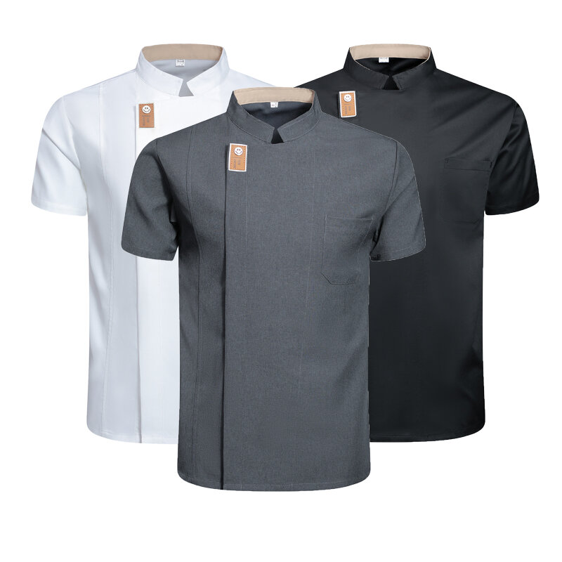 Chef Jacket for Men Women Short Sleeve Cook Shirt Bakery Restaurant Waiter Uniform Top