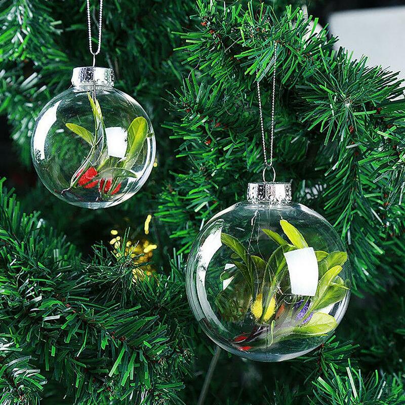 Bolas de Navidad transparentes de 10 piezas, adornos colgantes para árbol de Navidad, decoración para el hogar, caja de regalo para fiesta de boda