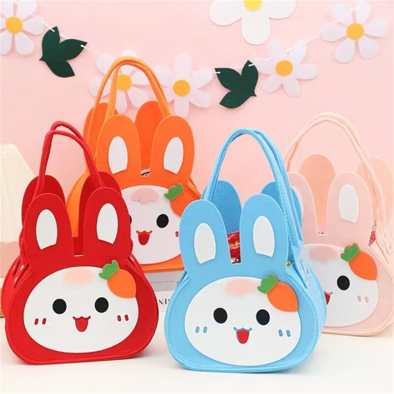 Cartoon Cute Rabbit Shape Felt Bag Easter Bunny Gift Packing Bags Candy Tote Bags Wedding Birthday Party Organizer Handbag