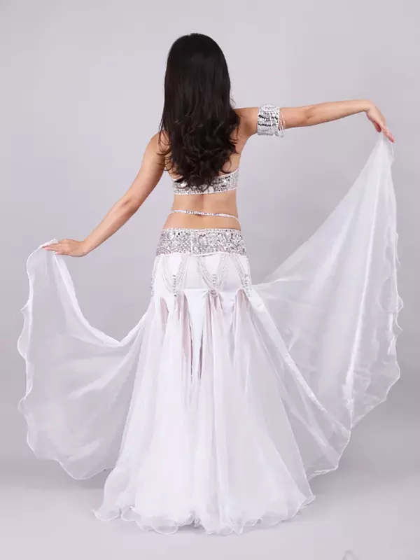 Женская индийская танцевальная одежда, длинная юбка для танца живота, украшенная бисером, блестками, стразами, для взрослых, клубный костюм для представлений, набор женской одежды