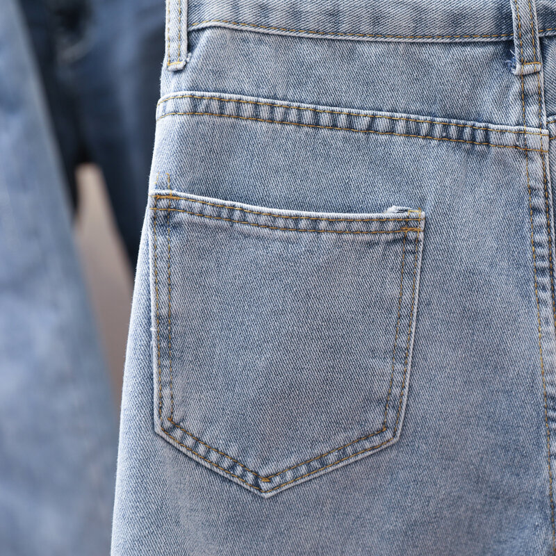 กางเกงขากว้างเอวสูงสำหรับผู้หญิงกางเกงลำลองขาสั้นขาดทรงหลวมมีรูขาดสำหรับฤดูร้อนกางเกงผู้ชายขาสามส่วน M-4XL
