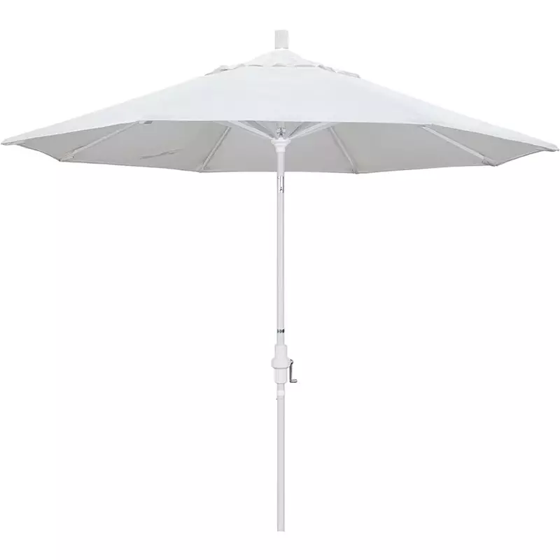 Support de parapluie de marché rond en aluminium, porte-parapluie élévateur à manivelle, ensemble de parasol, collier de poteau blanc inclinable, bâche blanche sans fret d'oléfine, 9'