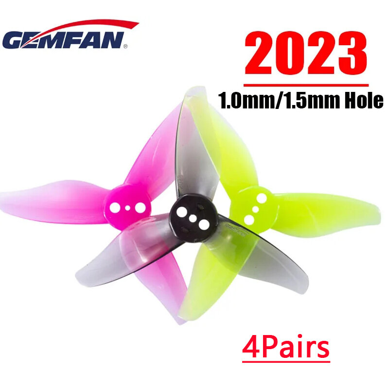 Gemfan-huricane 2023 3ブレードプロペラ、2 "プロペラ、3ホール、1.0mm、1.5mm、センターホール直径、rc歯ブラシ、fpvドローン、4ペア