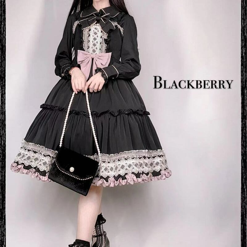 Lolita Harajuku Blackberry Bánh Gothic Thoáng Mát Ngọt Lolita Hàng Ngày Nóng Cô Gái Nhật Bản Đậm Kawaii Đầm Dự Tiệc