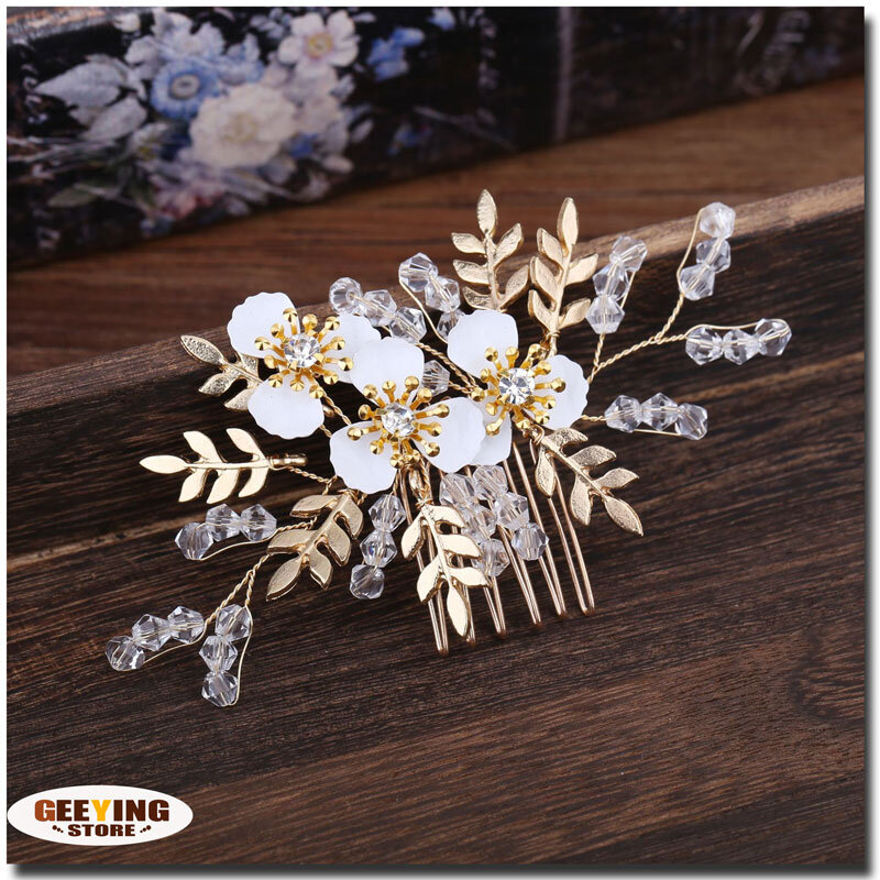 Berlian imitasi mutiara sisir rambut aksesoris rambut pernikahan buatan tangan klip rambut wanita mengumpulkan pesta perhiasan