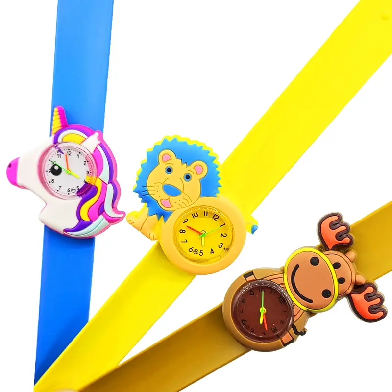 귀여운 어린이 시계 1-14 세 아기인지 시간 장난감 어린이 석영 시계 개/고양이/팬더/곰/코끼리 패턴 어린이 시계