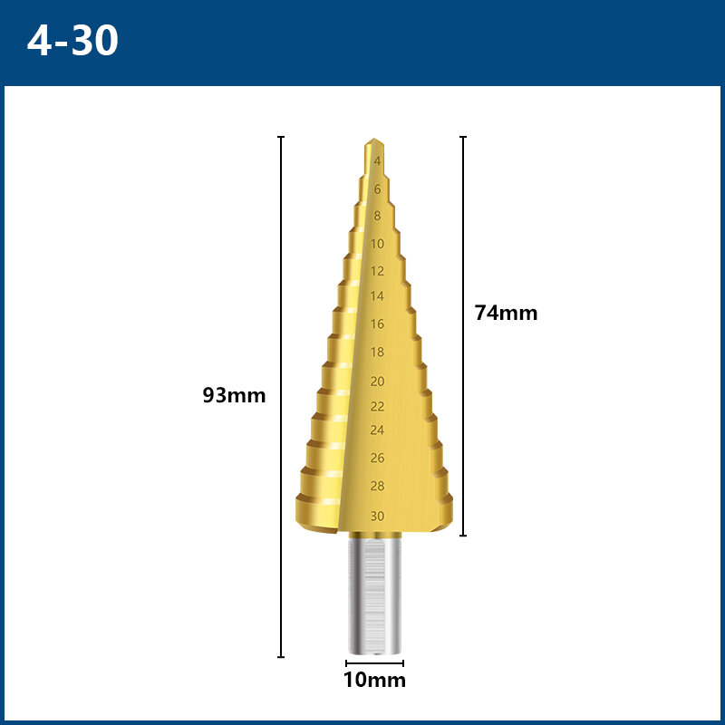 XCAN Drill Bit 4-30mm HSS Straight Groove Step Drill Bit Titanium Coated Wood Metal Hole Cutter Core Drilling Tools Set