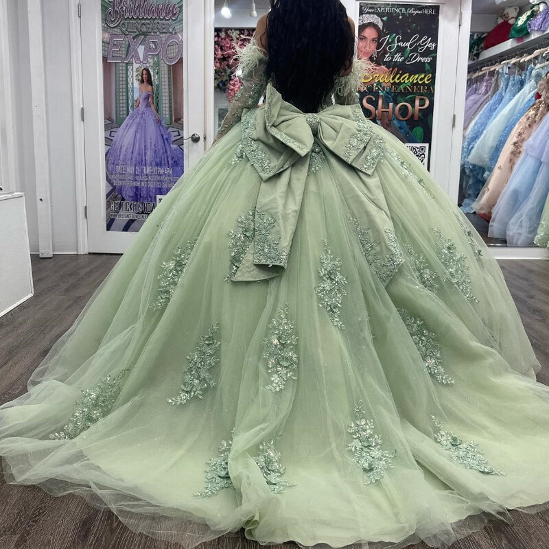 Gaun pesta putri tanpa tali menawan gaun Quinceanera anggun payet applique klasik dengan jubah manis 16 gaun Vestido De