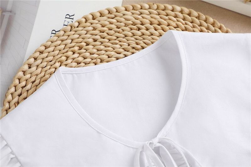 Linbaiway bawełna duży z imitacją kołnierzyka szal biały kobiety odpinany sukienka odpinany kołnierz szal do opatulania się akcesoria 2023 fałszywy kołnierz