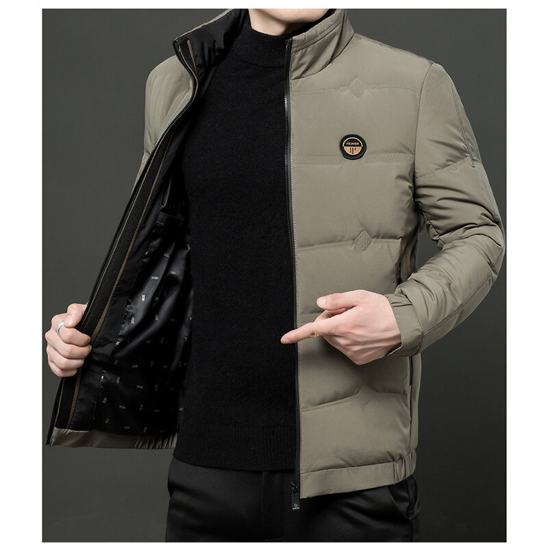 Jaqueta de colarinho em pé masculina, roupa quente de inverno, bonito curto, casual, novo, 2023