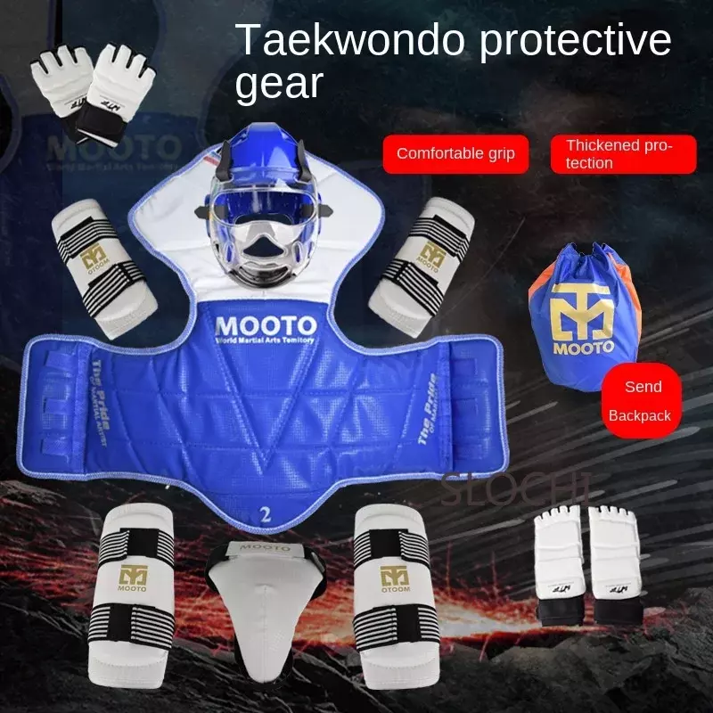 Taekwondo equipaggiamento protettivo combattimento attrezzatura da combattimento effettiva Set completo Set di addestramento equipaggiamento protettivo addensare arti marziali da competizione