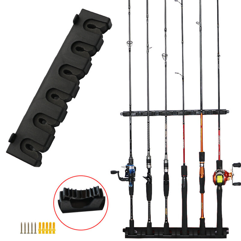 1Pc Plastic Hengelhouders 6-Rod Rack Verticale Paal Houder Muurbevestiging Modulair Voor Garage