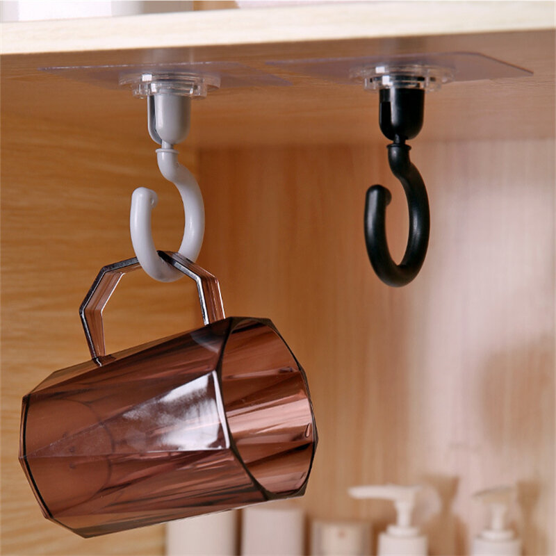 Вращающийся крючок-вешалка для ключей, держатель для пальто, дверное хранилище для кухни, ванной, настенный, самоклеящийся, многофункциональный, вращающийся, для домашнего хранения