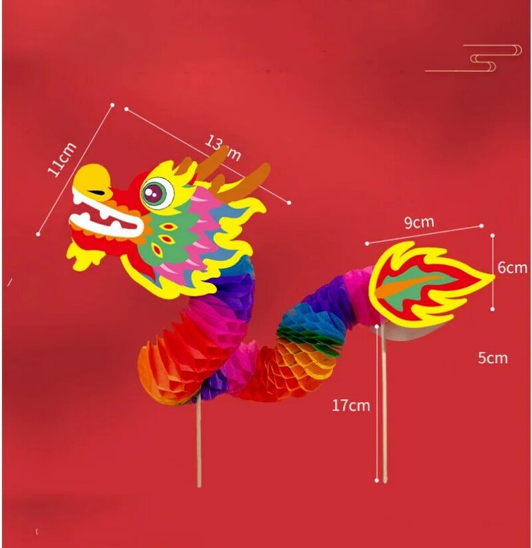 Matériel d'artisanat de dragon en papier 3D, année du dragon chinois, jouet fait à la main bricolage, décoration du Nouvel An, ornements de confrontation, cadeau pour enfants, jeux de famille