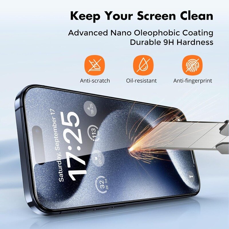 5pcs Tempered Glass For iPhone 15 Pro Max Screen Protector For iphone 14 13 12 11 7 8 Plus X XR XS Max Mini Protective Glass