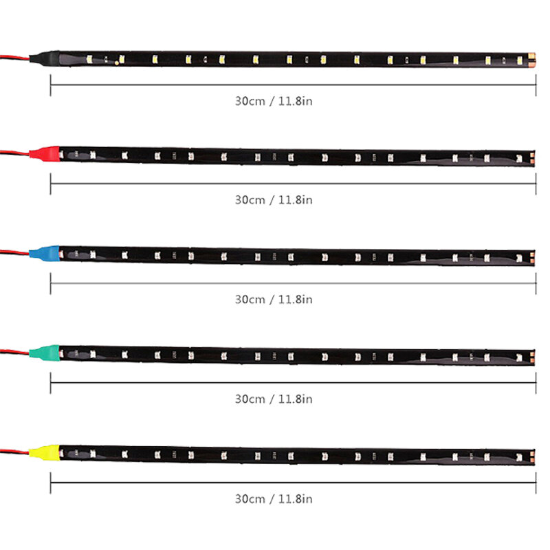 أضواء شريط LED مقاومة للماء للسيارة ، إضاءة محيطية للتزيين ، جو مرن ، أحمر ، أصفر ، أزرق ، 15SMD ، 1 ، 4 ، 10 ، 30