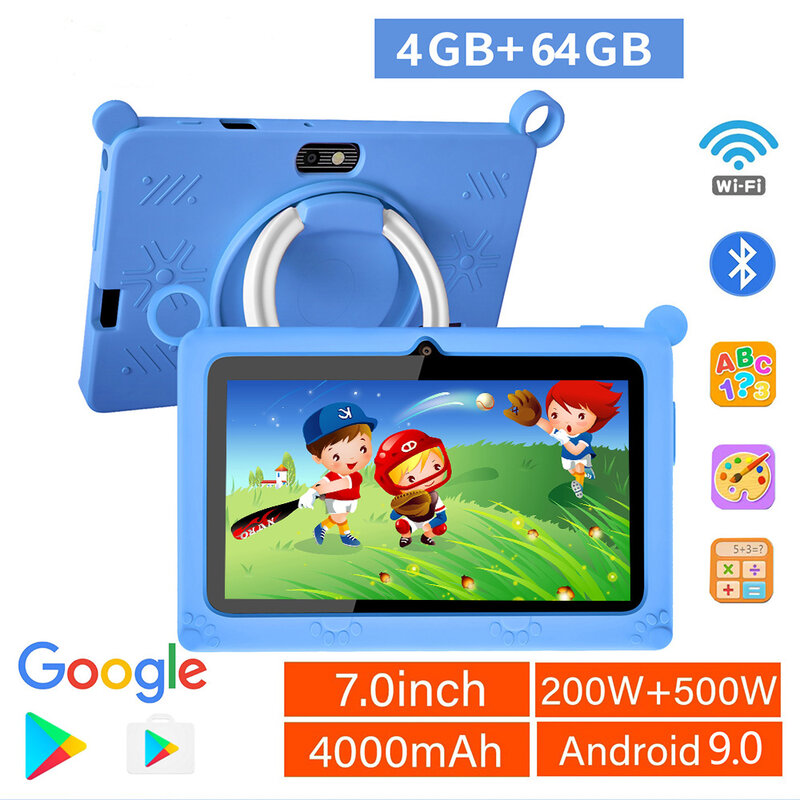 Tablet anak-anak 7 inci, untuk anak-anak Quad Core Google Play Tablet Android 5G jaringan WiFi kamera ganda murah dan sederhana 4GB/64GB