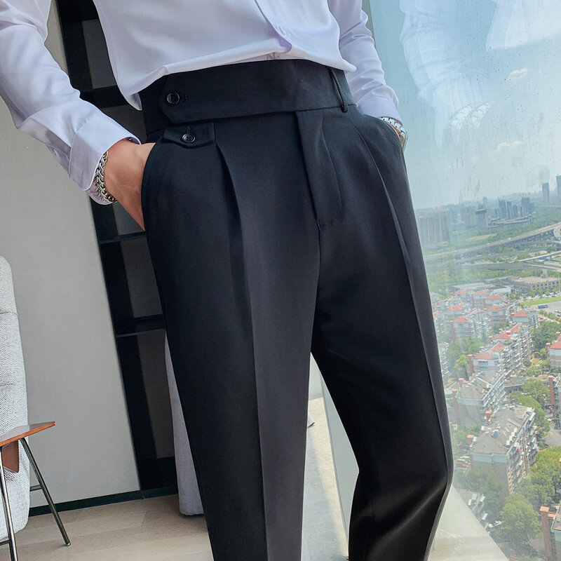 2023 wiosenne nowe męskie spodnie garniturowe modne biznesowe spodnie dopasowana sukienka na co dzień męskie odzież uliczna społeczne formalne pantalony 36