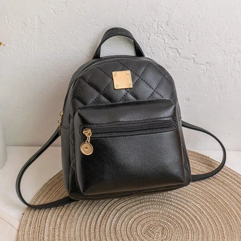 Women Mini Backpack Solid PU Leather Shoulder Bag For Lady Girls Multi-Function Small Bagpack Female Phone Pouch