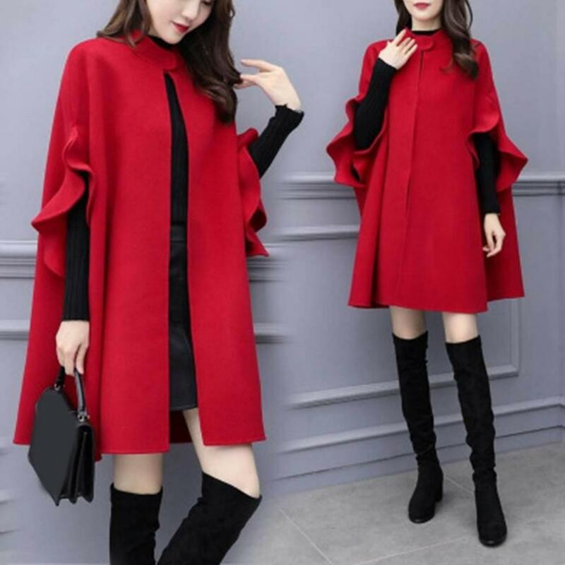 Cappotto invernale da donna tinta unita arruffato formale elegante scialle manica lunga Cardigan colletto alla coreana cappotto da donna