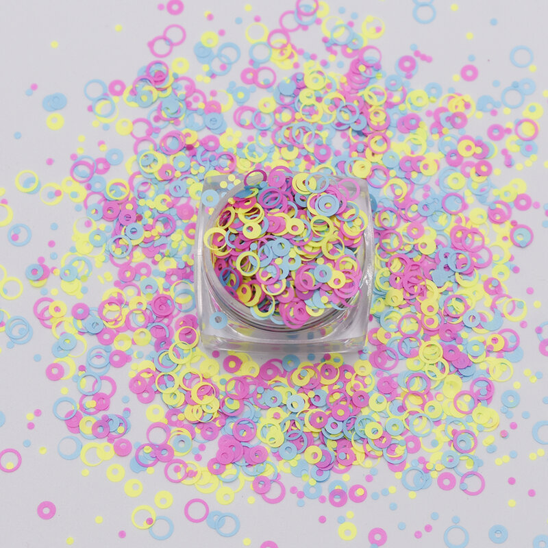 10g/Bag New Shape Hollow Neon Circle Glitter Mix Colorful Chunky Glitter Shapes For Nails Accessories Chrome Nail Powder