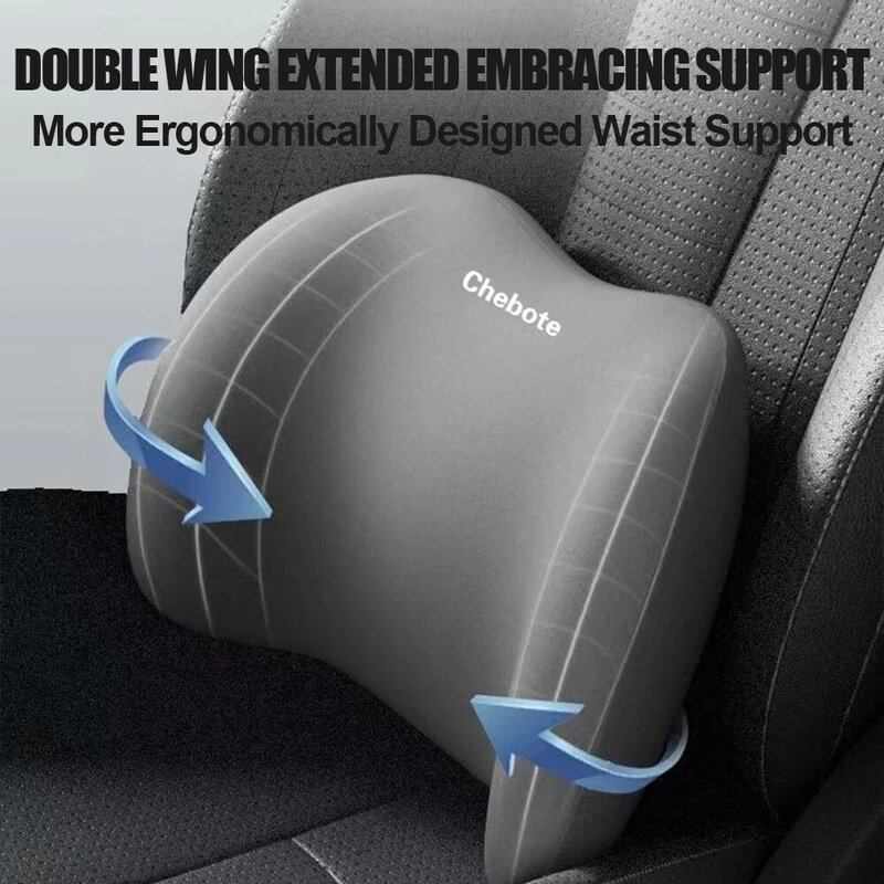Almohada de cuello de espuma viscoelástica para respaldo de coche, cojín de cintura transpirable, cómodo antiestático para la parte inferior de la espalda, soporte Lumbar de viaje