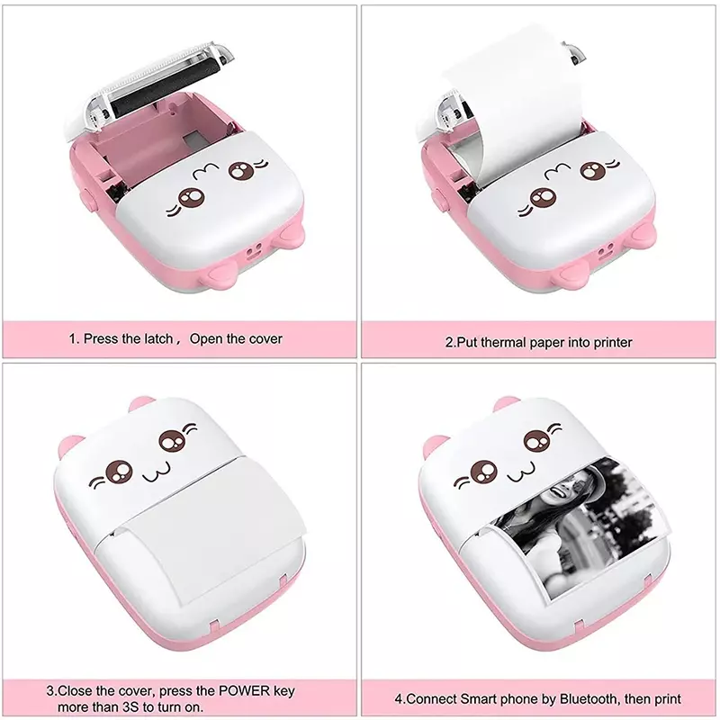 Meow-Mini Imprimante d'Étiquettes Thermique Portable, Papier Autocollant Prquinze, Sans Encre, Portable, Standard 200dpi, Android, IOS, 57mm, Nouveau
